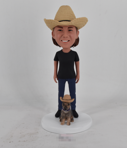 Custom Bobble head Cowboy with dog