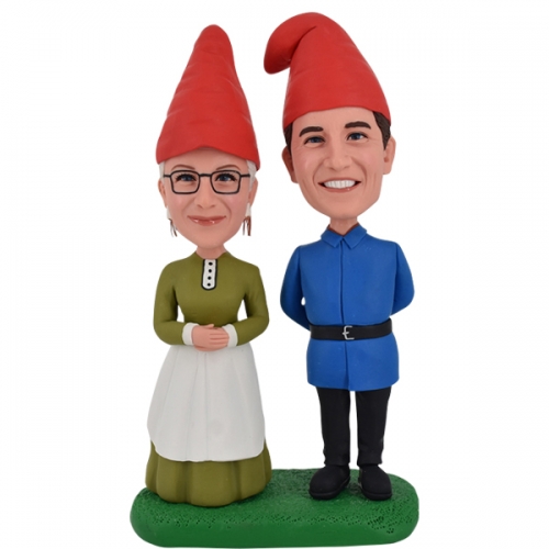Custom bobble head Garden Gnome for couple