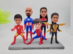 Custom Bobbleheads for 5 different person Super hero Family