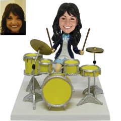 Custom Female Drummer Bobble Head