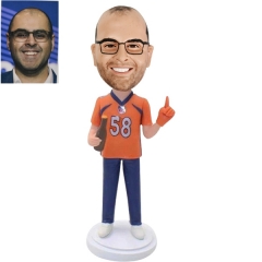 Custom Bobble Head with Denver Broncos football jersey