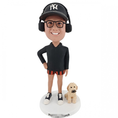 Casual Bobblehead Personalized Coach with earphones