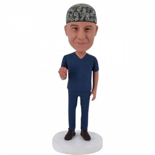 Neurosurgeon Bobblehead Custom with Surgeon Cap