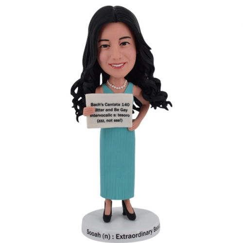 Custom Bobblehead holding sign or logo