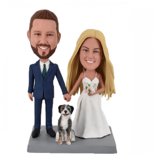 Custom wedding bobbleheads cake toppers