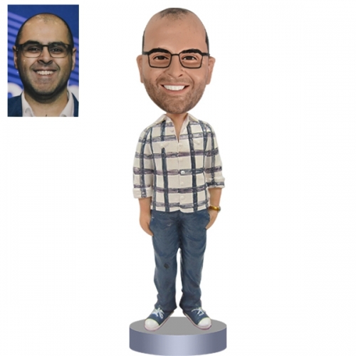 Casual Bobblehead Custom in plaid shirt