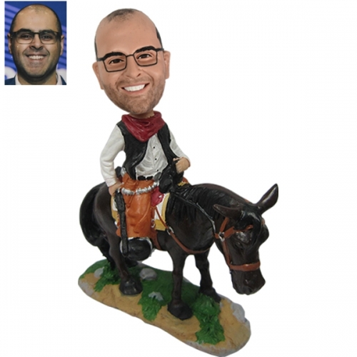 Custom Cowboy Bobble head on horse with gun