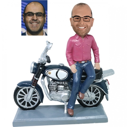 Custom Bobble head on Harley Davidson for Dad