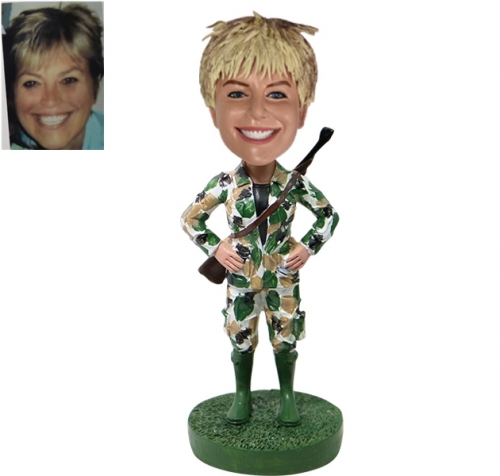 Female Hunter Bobblehead Custom with gun