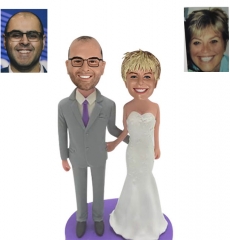 Cake Topper/Bobbleheads for Purple Wedding