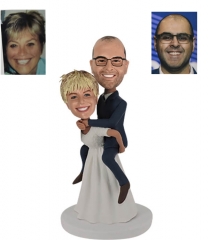 Custom bobbleheads Wedding bride carrying groom