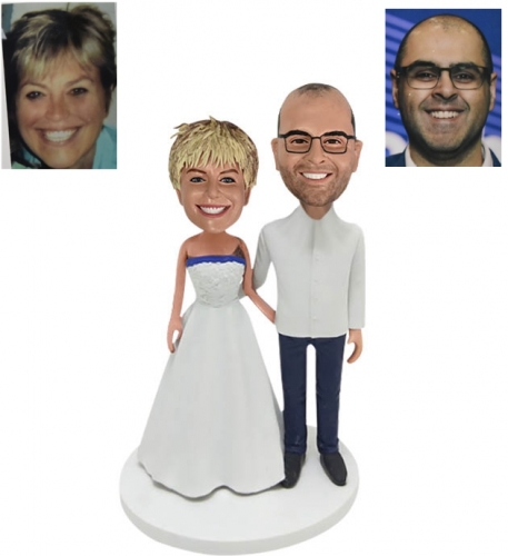 Custom bobbleheads for interracial wedding