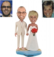 Elegant wedding bobbleheads cake toppers