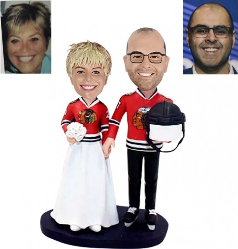 Custom hockey wedding bobbleheads
