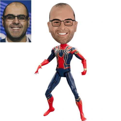 Spiderman action figure with real face