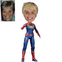 Captain Marvel Bobblehead action figure with real face