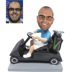 Custom Golf Bobblehead driving golf cart golfing guy