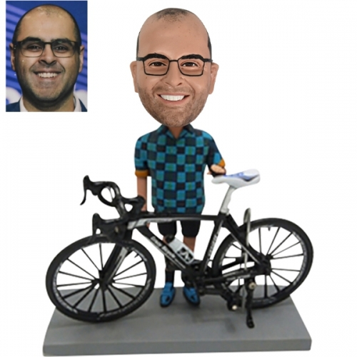 Custom bobbleheads Cyclists with bike