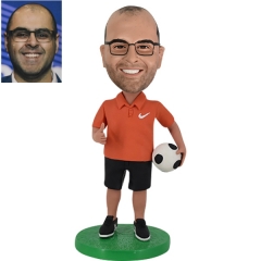 Custom soccer Bobblehead holding soccer ball