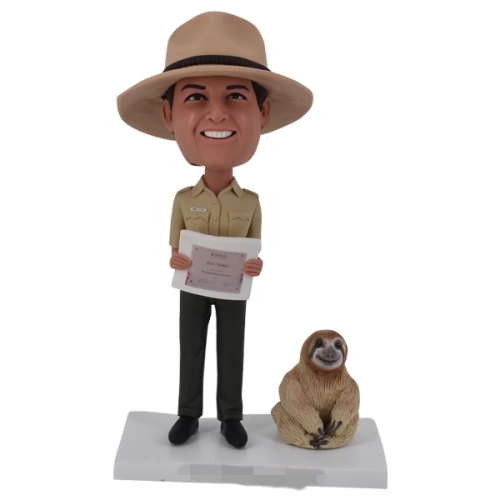 Custom Bobblehead Park Ranger with Sloth