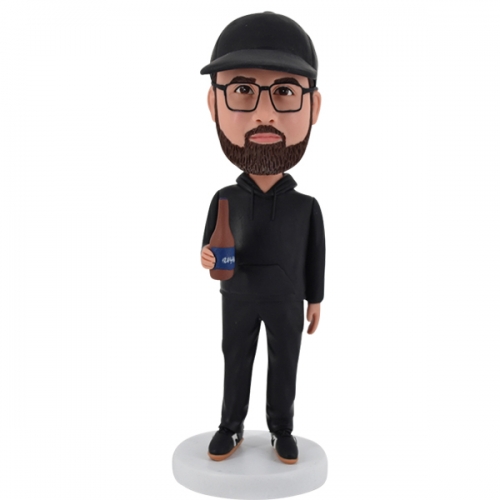 Custom Casual Bobble head with cap and beer