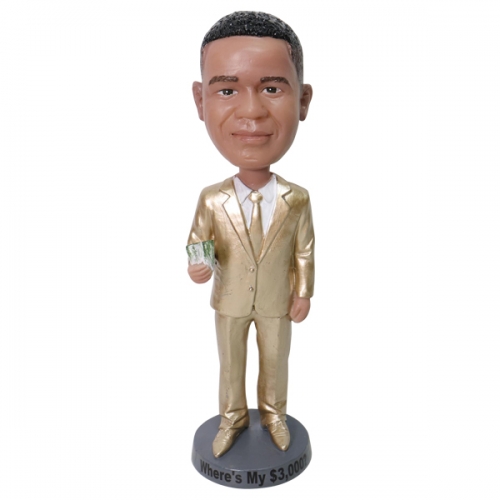 Personalized Bobblehead in golden suit