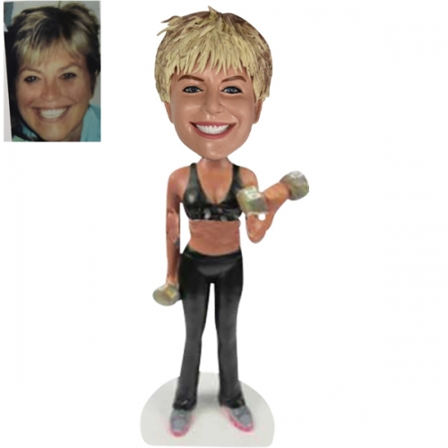 Custom Fitness Bobblehead Flexing Girl