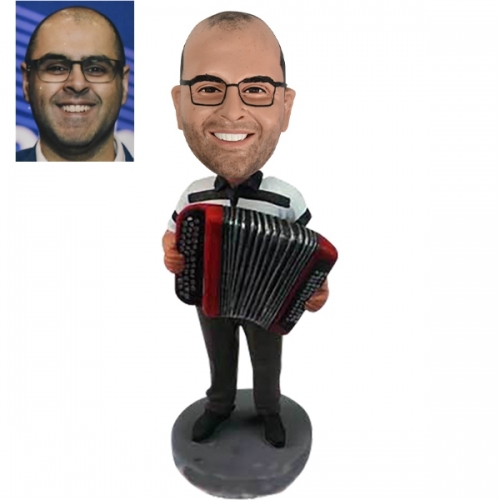 Custom accordion player bobble head doll