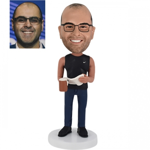 Personalized Bobblehead doll with Book and Beer