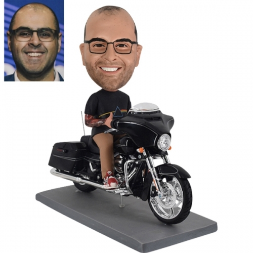 Custom bobble head Dad on Harley Davidson Street Glide