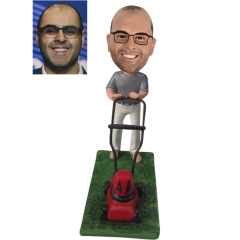 Custom Bobblehead with Lawn mower grass cutting landscaper