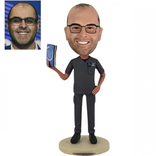 Personalized Doctor bobbleheads with book