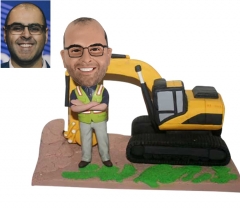 Excavator custom made bobble head