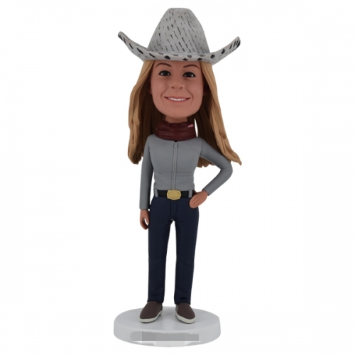 Cowgirl Bobblehead customized doll with cowboy hat