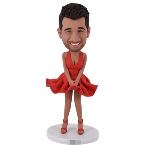 Custom Bobblehead in female dress funny gift for Dad