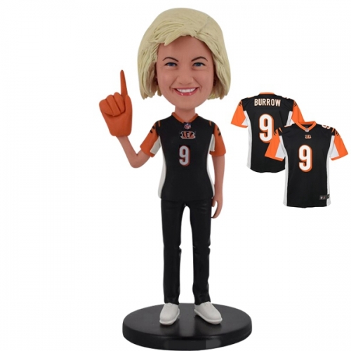 Custom Baseball Bobblehead in Cincinnati Bengals Jersey