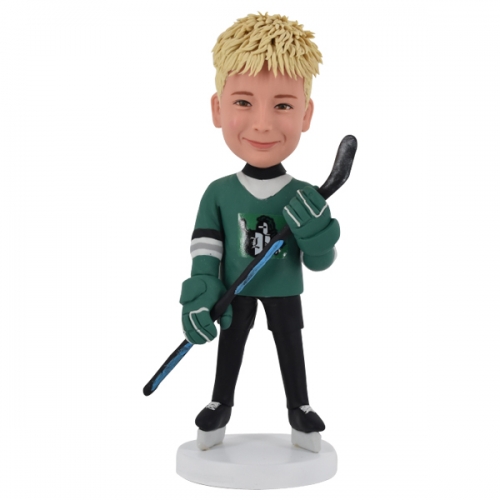 Custom Hockey Bobblehead Kid with stick