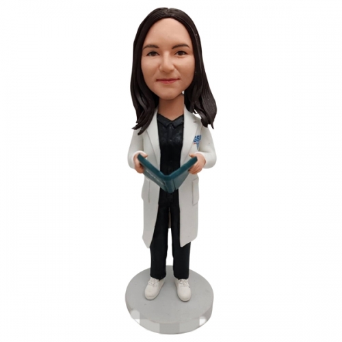 Doctor Bobblehead personalized female holding book