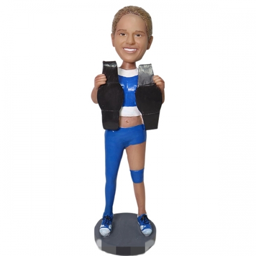 Custom wrestler Bobblehead holding wrestling belts