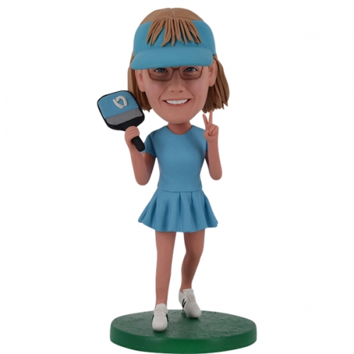 Tennis Bobblehead Custom Female in visor