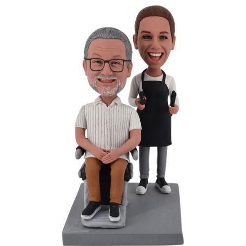 Custom Hairdresser Barber Bobbleheads with chair and clippers