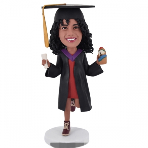 Custom Graduation Bobblehead Graduate holding champagne