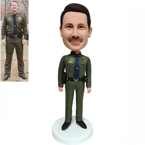 Personalized Policeman Bobblehead with logo on arms