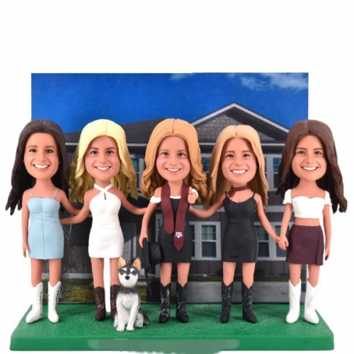 Custom graduate bobbleheads graduation gift for five girl friends