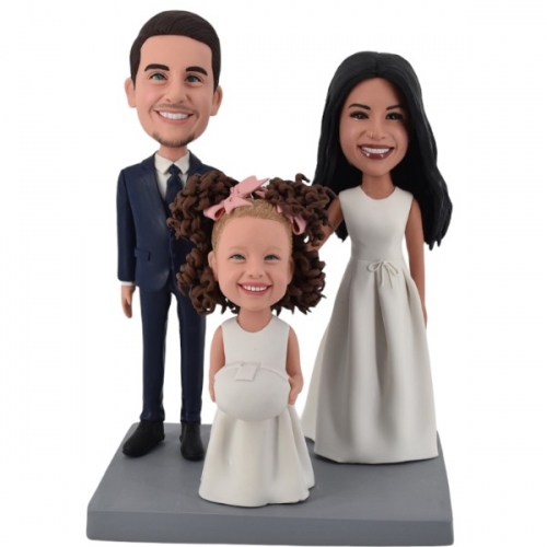 Family Wedding Bobblehead customized Cake Toppers with ring bearer