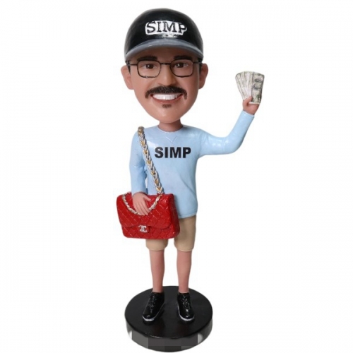 Funny Bobblehead Custom male doll with red bag