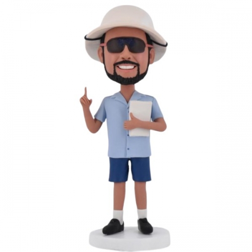 Customized Bobblehead Basketball Coach wearing sunglasses