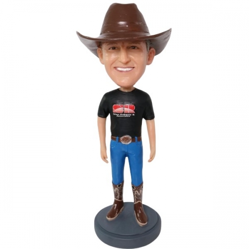 Western cowboy Bobblehead with Custom logo