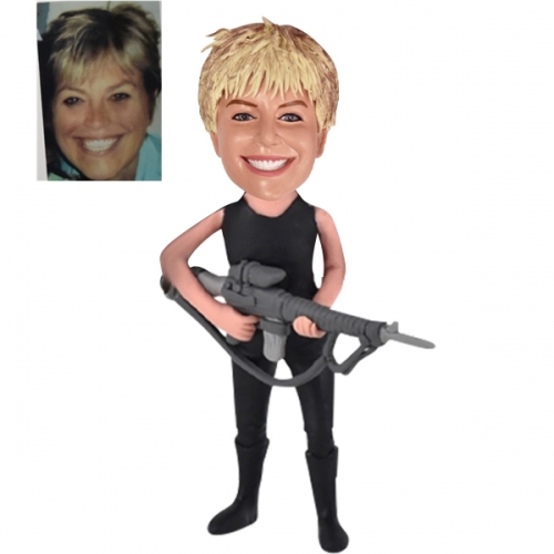 Custom Bobbleheads with gun female police