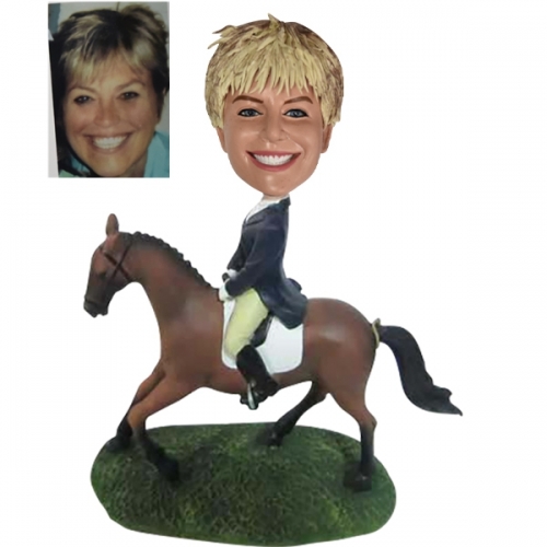 Horse riding Bubblehead Custom doll ride on horse